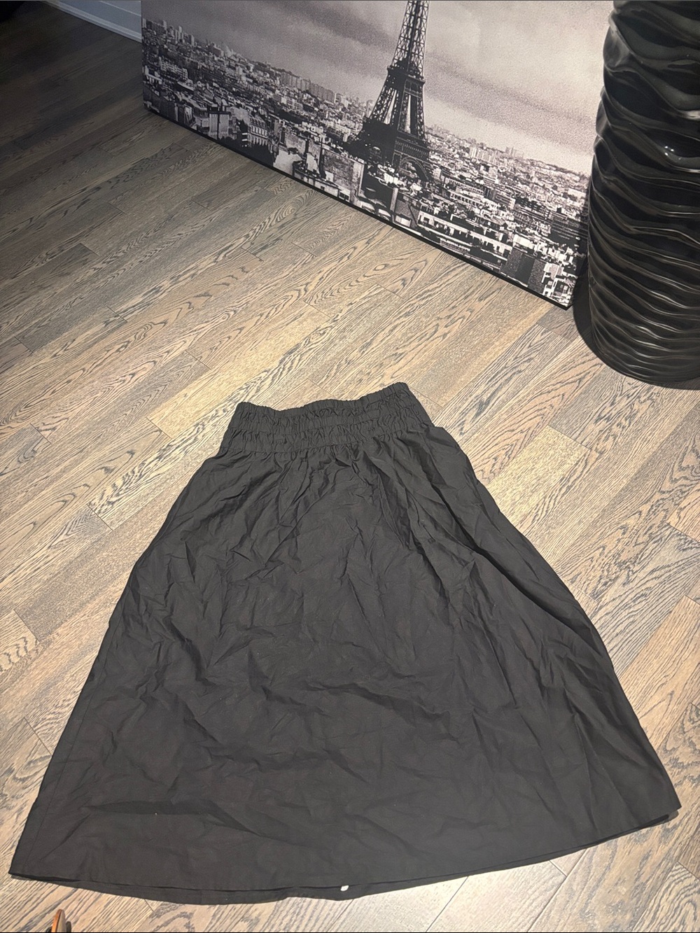 George Black Cotton A-Line Midi Skirt Sz Medium